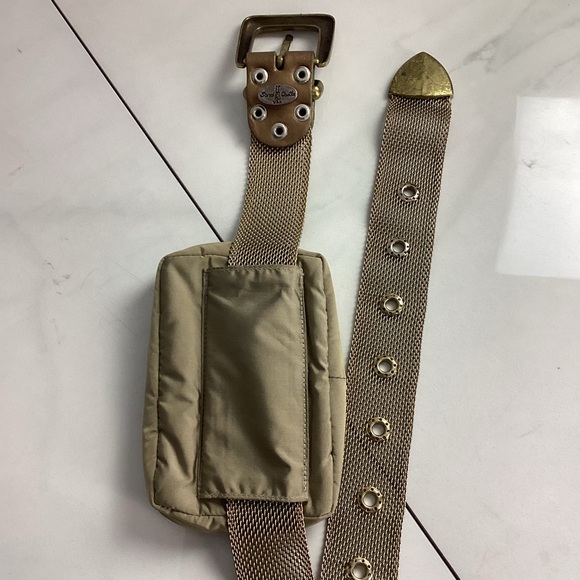 Vintage Sand Castle Metal Gold Tone Mesh Belt Womens 36” Y2K Grunge With Pouch main image 7